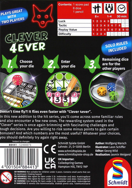 Gra Planszowa Pełna Taca Clever 4 Ever Schmidt Spiele Roll & Write PL