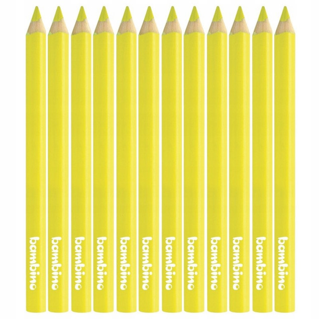 Kredki Trójkątne Grube ŻÓŁTE op. 12 Sztuk Bambino