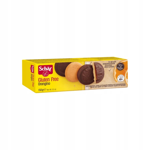 Bezglutenowe biszkopty Schär Orangino - zbliżenie