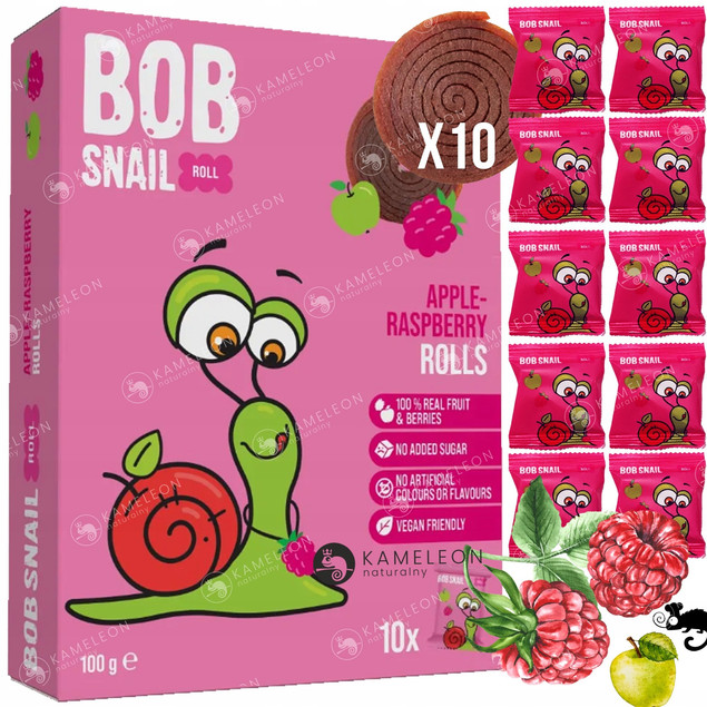 Przekąska Owocowa Jabłko Malina Bez Cukrów 100g BOB SNAIL