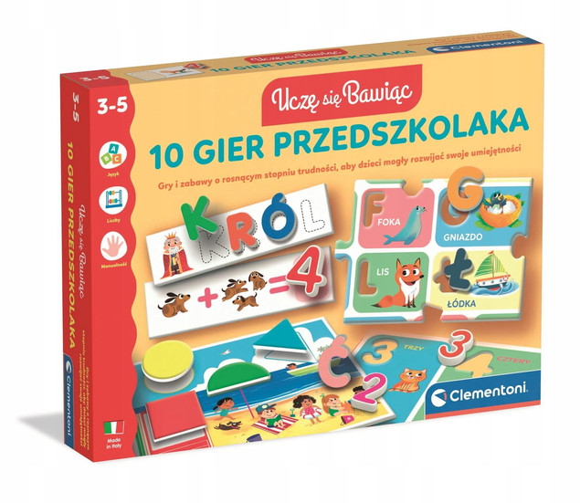 Gra Planszowa Uczę Się Bawiąc 10 Gier Clementoni | Edukacja 3-5 Lat