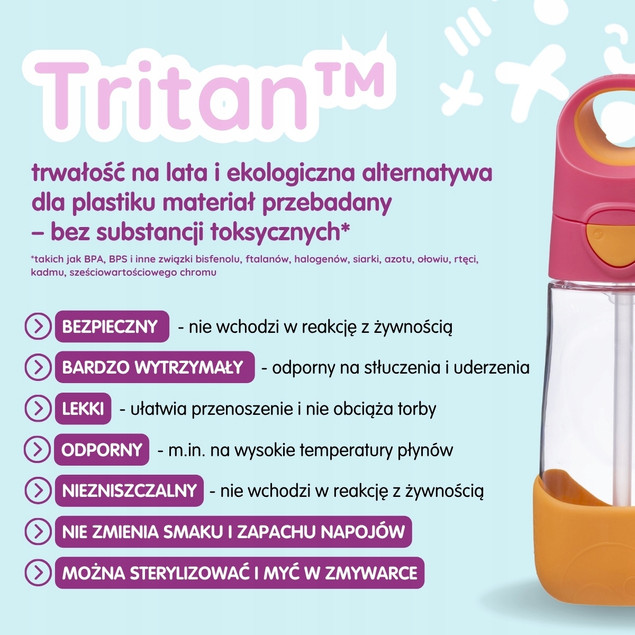 b.box Zestaw Różowy: Butelka na Wodę ze Słomką 450ml + Termiczna 690ml