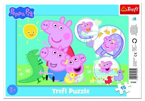 Trefl Puzzle Ramkowe 15 el. Świnka Peppa: Najmilsza Świnka