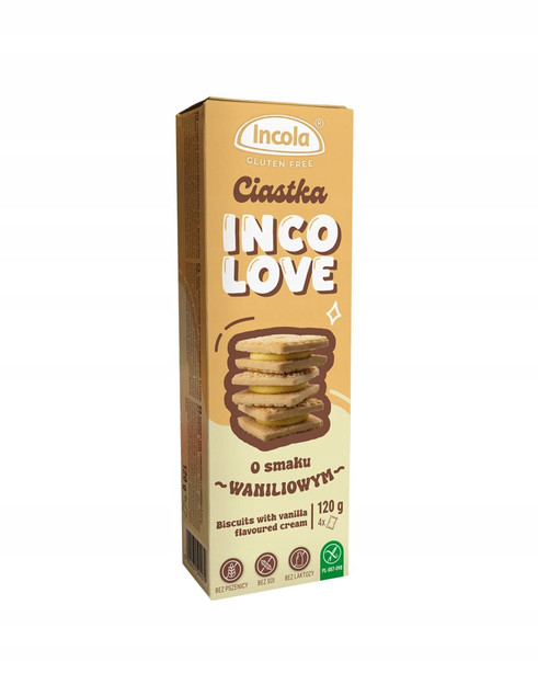 INCOLOVE Bezglutenowe Ciastka Waniliowe 120g (bez glutenu, soi)