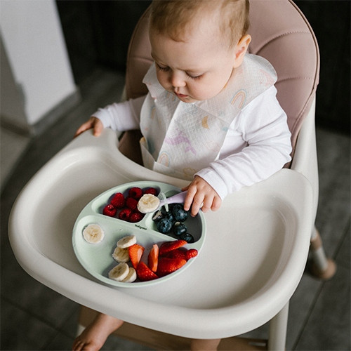 BABYONO Silikonowy Talerzyk z Przyssawką ZIELONY Dla Dzieci 1482/03
