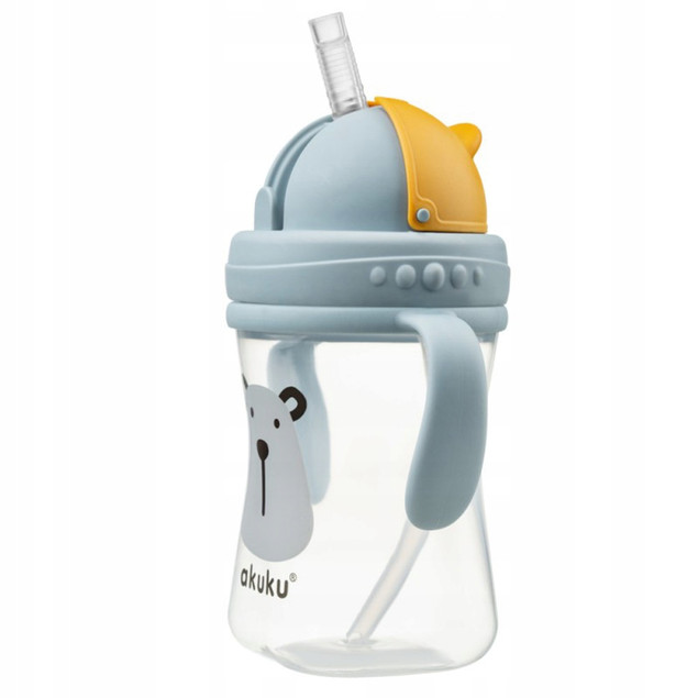 AKUKU Kubek Bidon z Chowaną Słomką Uchwyty 300ml 9m+ A0203
