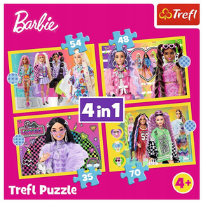 Puzzle 4w1 Układanka Wesoły Świat BARBIE Lalki Laleczki 4+ Trefl 34626