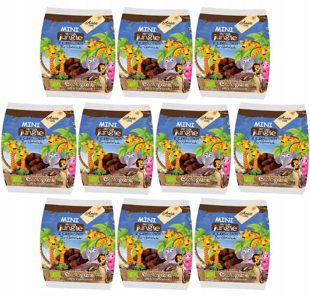 Herbatniki Mini Jungle z czekoladą 10x100g BIO