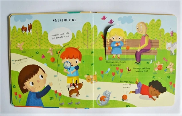 Wnętrze książki Dlaczego? Moje ciało - strona z ilustracjami