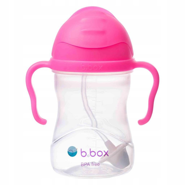 Kubek Niekapek Z Obciążoną Słomką RÓŻOWY GRANAT 240ml 6M+ B.box