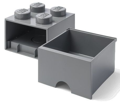 LEGO® Pojemnik Klocek z Szufladą Czwórka Szary – Organizer