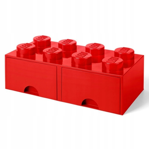 Pojemnik LEGO Czerwony Klocek 8 z 2 Szufladami 50x25x18 cm Organizer na Klocki