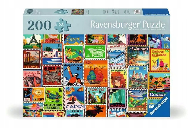 Puzzle XL 200 elementów. Znaczki pocztowe Ravensburger