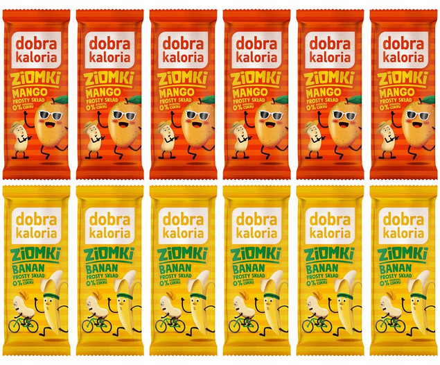 12x DOBRA KALORIA Zdrowy Baton MANGO i BANAN Orzechy Nerkowca Bez Cukru