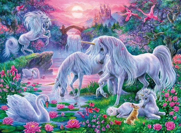 Puzzle Ravensburger 150 elementów Jednorożec o zachodzie słońca