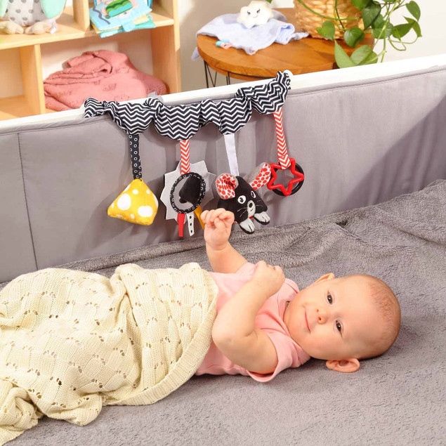 Zawieszka do wózka fotelika Babyono sensoryczna edukacyjna kontrastowa