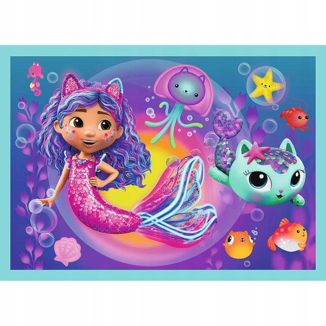 Puzzle 4w1 Koci Domek Gabi Wielka Przygoda Gabby Trefl 34670 4+