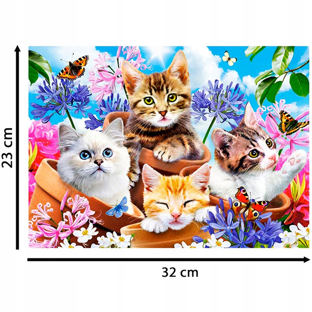 Puzzle 120 elementów z kotkami, motylkami i kwiatami – Castorland
