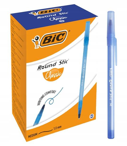 60x BIC ROUND STIC CLASSIC DŁUGOPIS NIEBIESKI