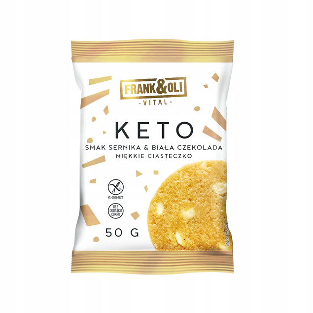 FRANK&OLI Ciastko Miękkie Keto SERNIK BIAŁA CZEKOLADA Bez Cukru 50g x12