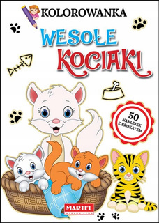 Kolorowanka Wesołe Kociaki Kotki + Naklejki Brokatowe Martel