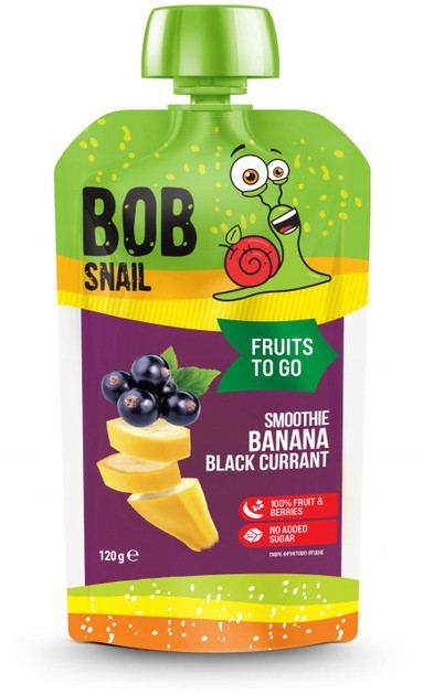 Mus owocowy banan czarna porzeczka bez cukru Bob Snail 120g