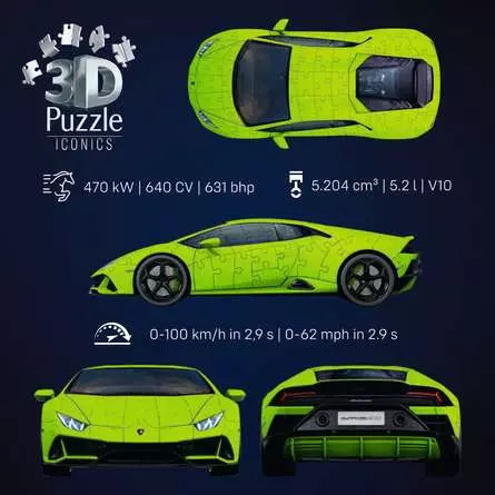 Ravensburger Puzzle 3D Iconics Lamborghini Huracán EVO-Verde