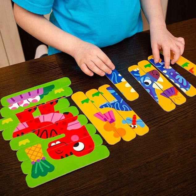 Puzzle Patyczki Roter Kafer Dinozaury 16 el. Edukacyjna Układanka dla Dzieci