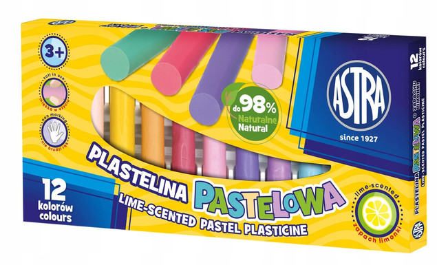 Plastelina Szkolna Pastelowa O Zapachu Limonki 12 Kolorów 3+ Astra