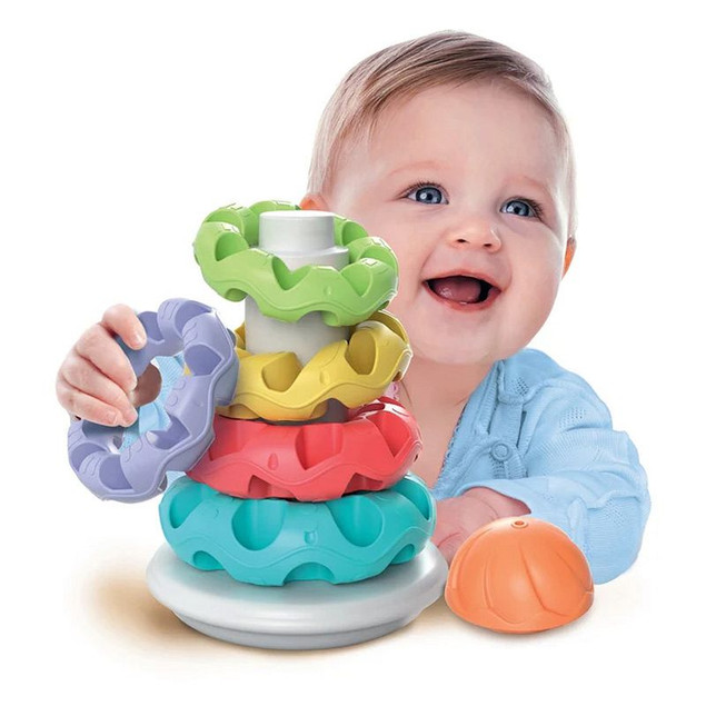 Clementoni Baby Kolorowa Wieża Piramidka z Kółek Układanka Dla Dzieci 6M+