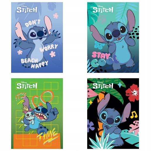ZESZYT A4 KRATKA 32 KARTKI STITCH SZKOLNY LAMINOWANA OKŁADKA - 4 sztuki