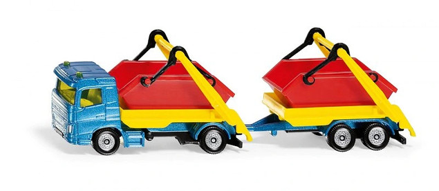 Ciężarówka z pojemnikiem i przyczepą