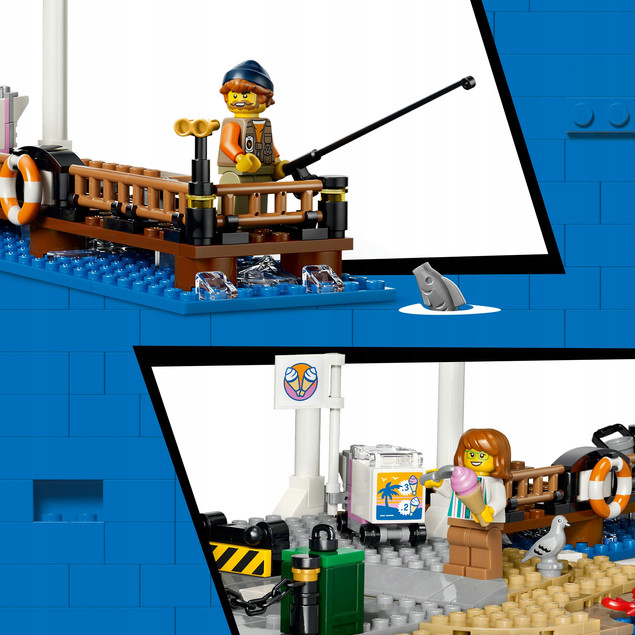 LEGO City 60506 Tramwaj przy plaży – Zestaw klocków z minifigurkami i zwierzętami
