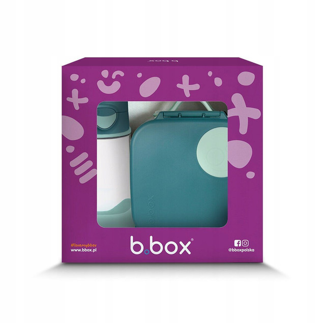B.Box Zestaw Emerald Forest: Butelka Tritanowa 450 ml + Mini Lunchbox 1 l