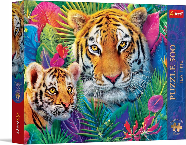Trefl Puzzle 500 elementów Tygrysy w Dżungli Premium Plus