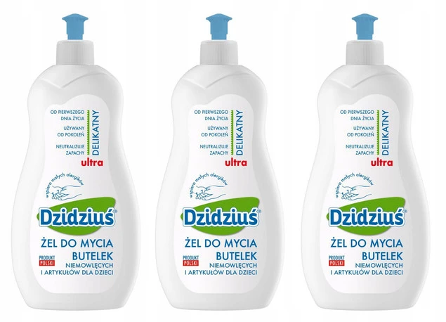 Płyn do mycia butelek i smoczków, hipoalergiczny 3x500 ml | Dzidziuś