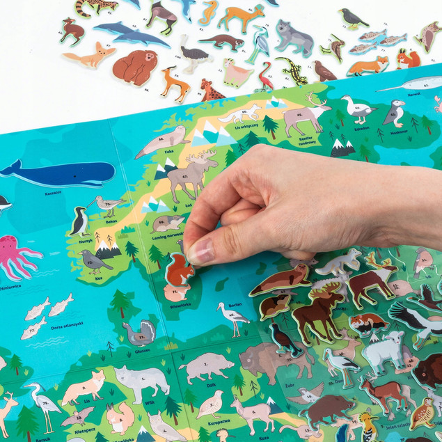 Wyklejanka Gra 2w1 Gdzie one żyją? Zwierzęta Europy mapa kreatywna Kidea