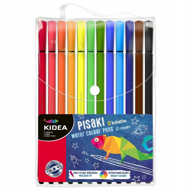 Pisaki 12 kolorów. Precyzyjna końcówka | Kidea