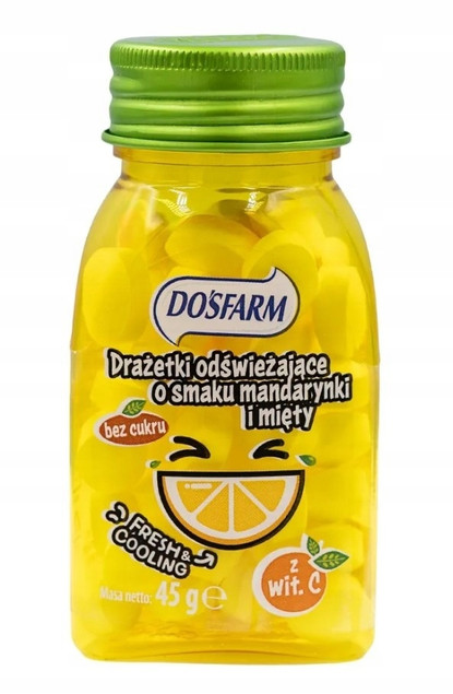 Drażetki odświeżające o smaku mandarynki i mięty z witaminą C 45 g