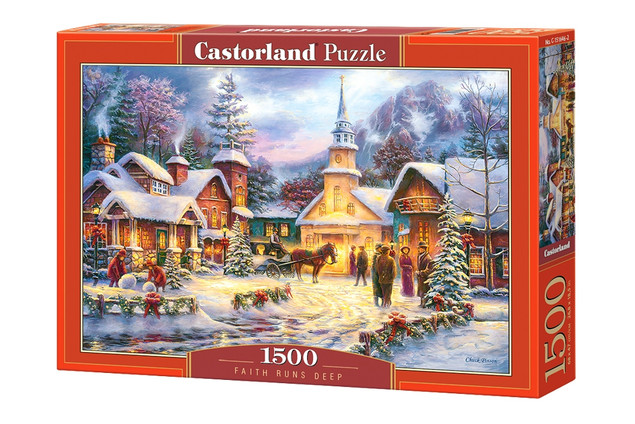 Puzzle 1500 Układanka Zima Śnieg BOŻE NARODZENIE Święta Widok Castorland
