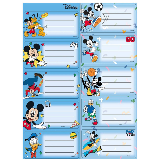 Naklejki Nalepki Na Zeszyt MYSZKA MIKI Mickey Disney Donald 10 szt Beniamin