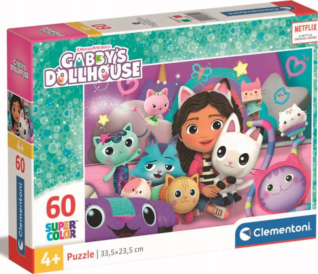 KOCI DOMEK GABI. PUZZLE SUPER COLOR 60 ELEMENTÓW. 4+