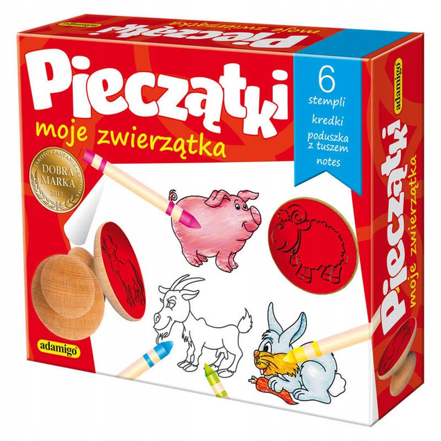 Adamigo Pieczątki Zwierzątka Stemple z Kredkami Zestaw Kreatywny 3+ ADM6144