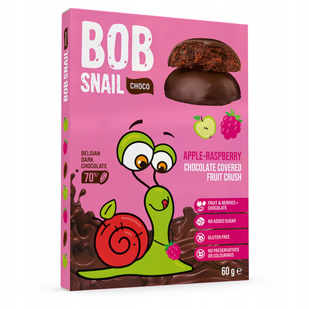 Bob Snail Ciasteczka Owocowe w Czekoladzie Jabłko-Malina 60g