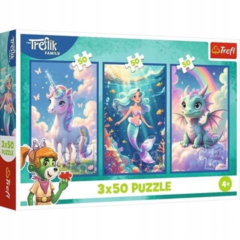 Trefl Puzzle Zestaw 3w1 Jednorożec Syrenka Smok 3x50 elementów
