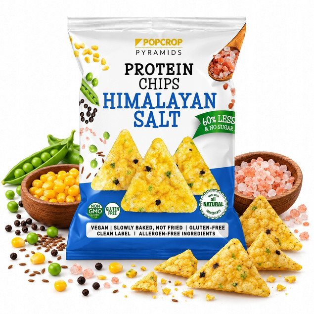 POPCROP Piramidki Chipsy Proteinowe Sól Himalajska Bezglutenowe 60g