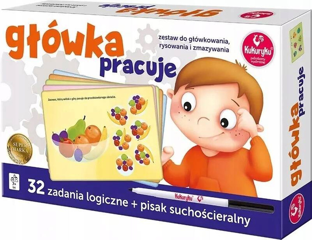 Główka Pracuje Łamigłówki Zadania Logiczne Pisak Suchościeralny 7+ Kukuryku