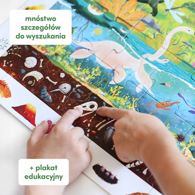 Puzzle 60 Obserwacyjne DINOZAURY Układanka Gady Plakat Edukacyjny 4+ CzuCzu