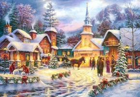 Puzzle 1500 Układanka Zima Śnieg BOŻE NARODZENIE Święta Widok Castorland