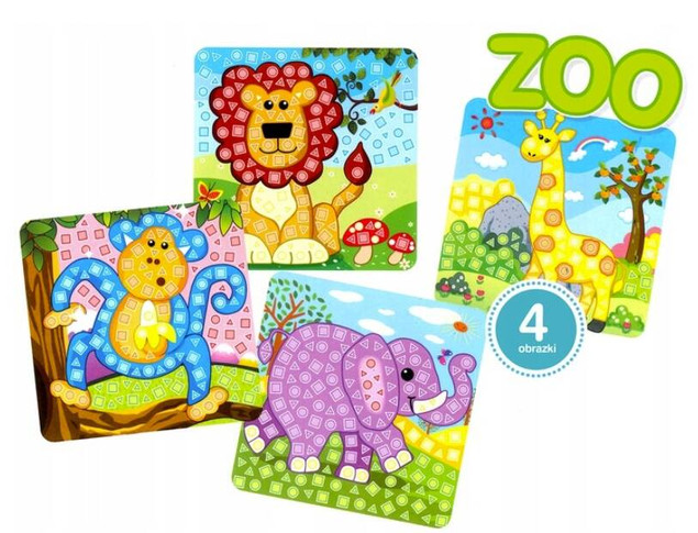 Piankowa Wyklejanka Mozaika Zwierzęta Zoo 3+ Genialny Dzieciak Askato